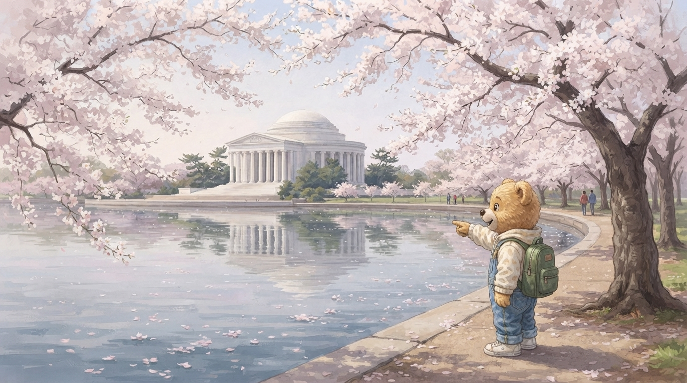 Fred Bear looking at Jefferson Memorial